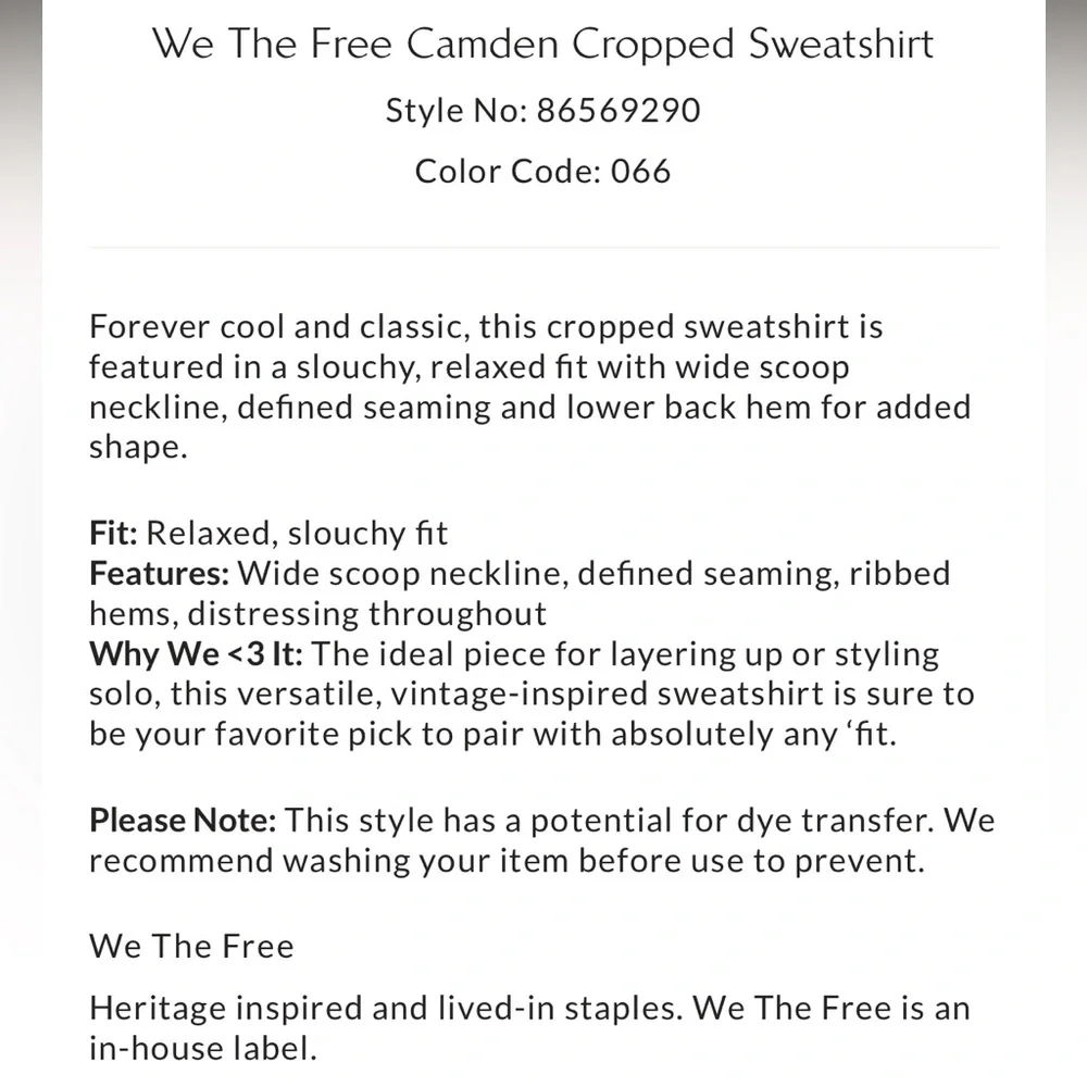 NWT Free People We The Free Camden Cropped Sweatshirt Pink Flame Sz Medium - Picture 4 of 13